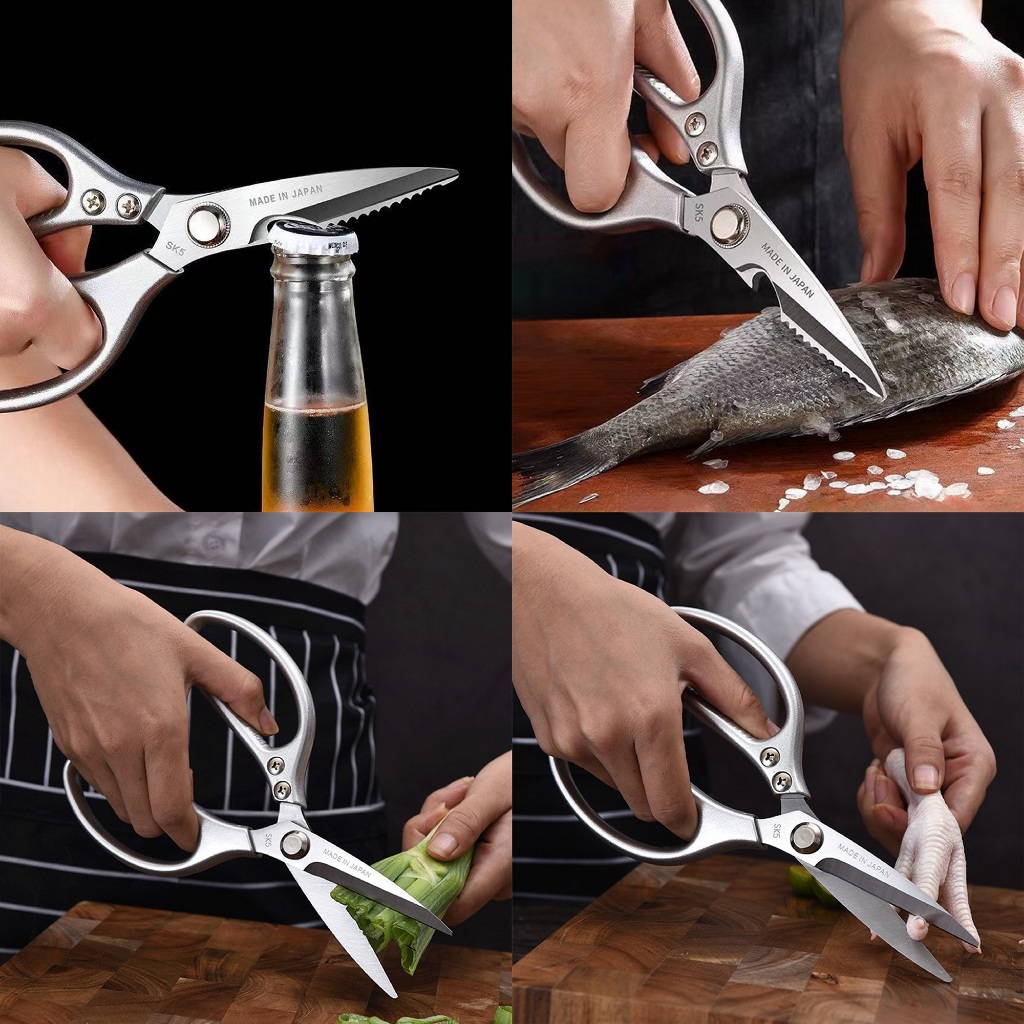 กรรไกรตัดอาหาร กรรไกรสแตนเลส Easy Grip แข็งแรง ทนทาน เปิตดขวดได้ ด้ามจับ Alechaung coffee - รูปที่ 4