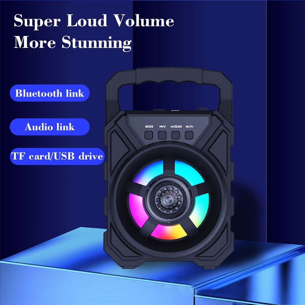 ลำโพงบลูทู ธ  ไร้สาย พกพา Bluetooth ลำโพง ซับวูฟเฟอร์ รองรับไมโครโฟน, บลูทู ธ , USB, การ์ด TF, วิทยุ  ไฟ LED