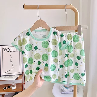 Babyonline(Y344)C5 (ส่งด่วน1วัน)ชุดเซ็ตเสื้อแขนสั้นกางเกงขายาวสำหรับเด็กลายการ์ตูนน่ารัก ผ้านิ่ม เด้ง ใส่สบาย