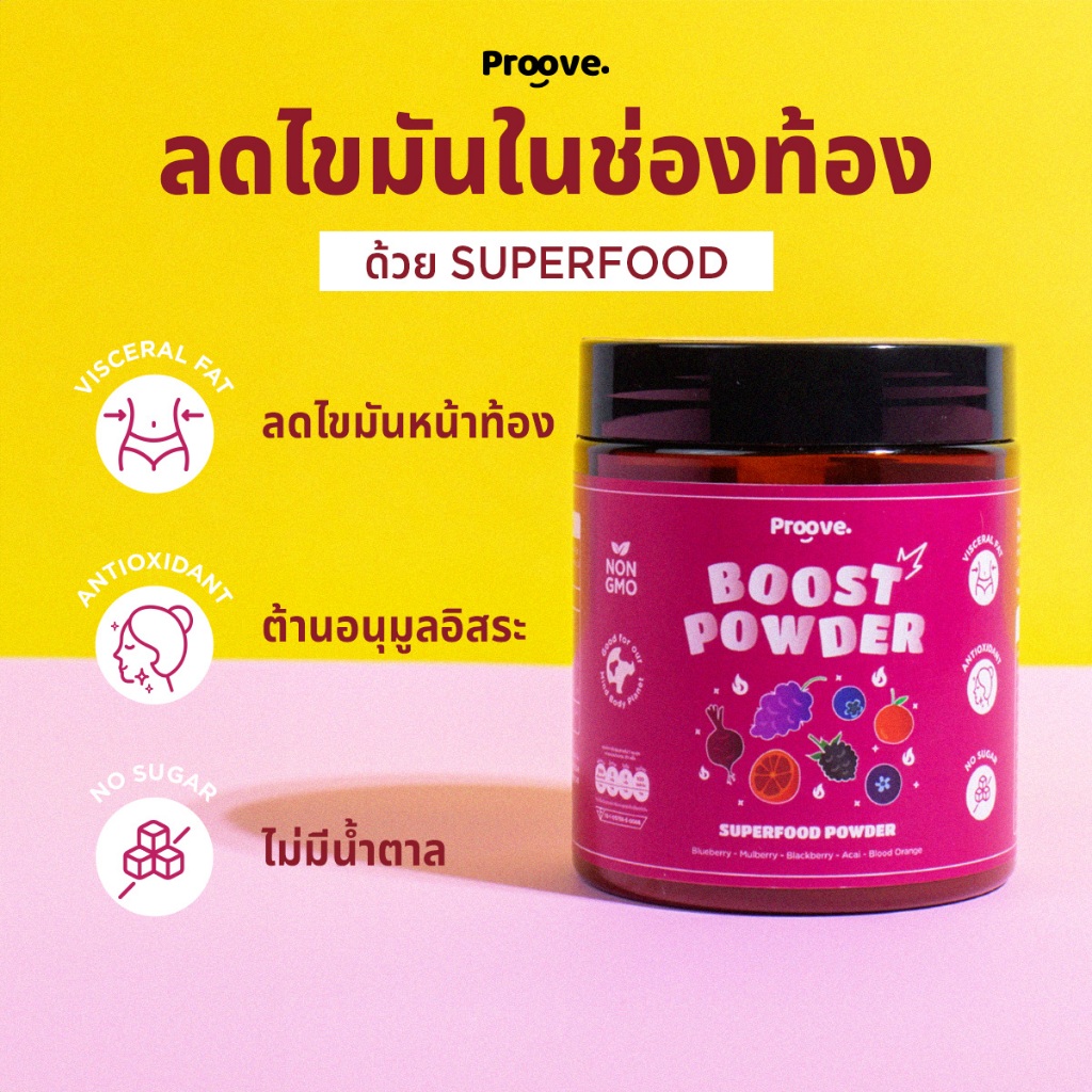 Proove Powder (ผงซุปเปอร์ฟู้ด) สูตร ส้มสีเลือด อาซาอิ มิกซ์เบอร์รี่ ผิวสวย ลดไขมันช