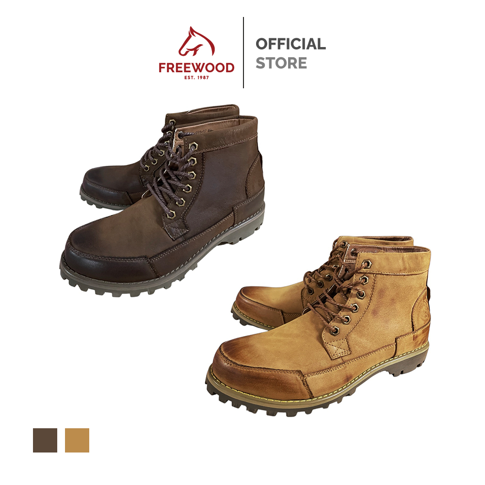 FREEWOOD BOOTS รองเท้าบูท หนังวัวแท้ รุ่น 90-931 สีคาเมล / สีน้ำตาล ( CAMEL / BROWN )