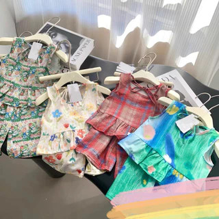 ชุดแฟชั่นเด็กผู้หญิง ชุดชายหาด สงกรานต์ เสื้อกล้าม+ขายาว สไตล์ลายสีน้ำ เนื้อผ้านุ่มใส่สบาย ไซส์ 1-8ปี FS067