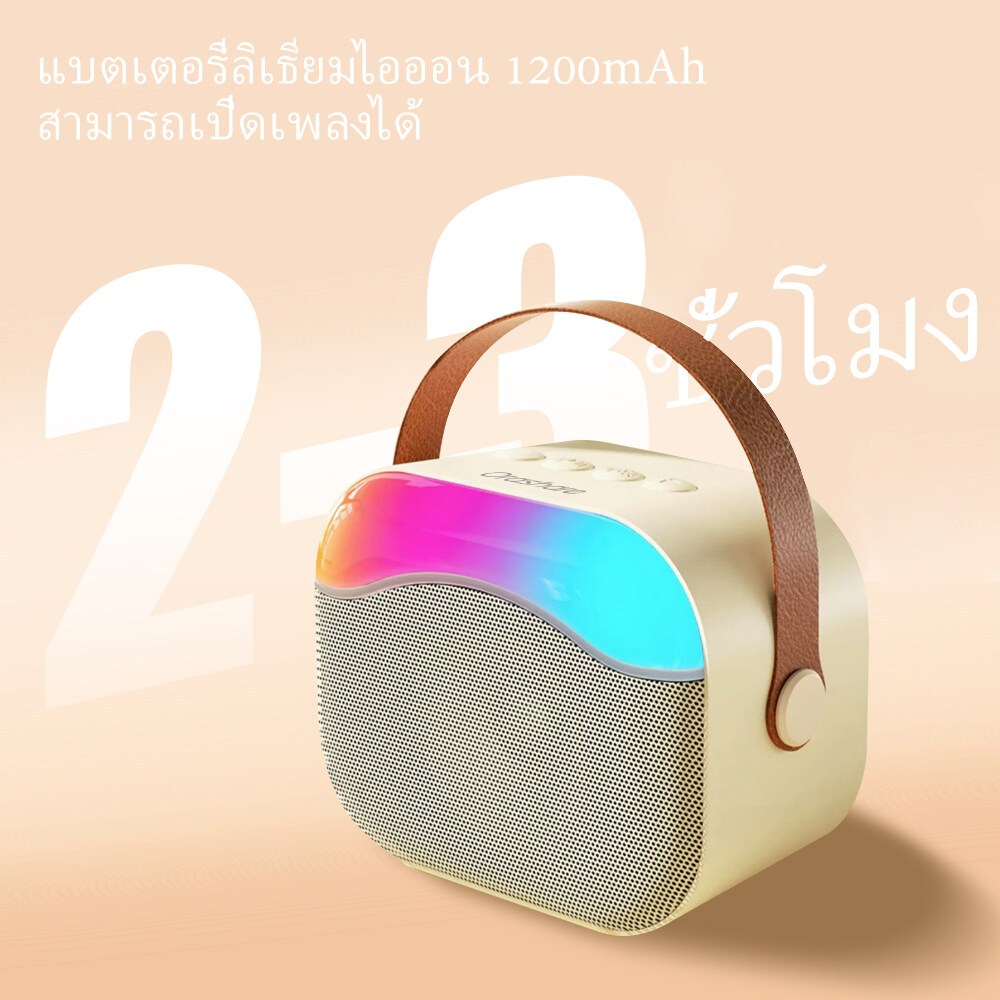 Orashare BS06 ลำโพงคาราโอเกะบลูทูธพร้อมไมโครโฟน ลำโพงไร้สายเสียง HiFi พร้อมไฟ RGBลําโพงบลูทูธ