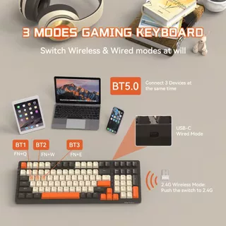 FREEWOLF K8 ภาษาไทย/อังกฤษ คีย์บอร์ดไร้สาย Mechanical keyboard แป้นพิมพ์เล่นเกม สําหรับIOS PC มือถือ