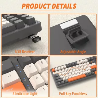 FREEWOLF K8 ภาษาไทย/อังกฤษ คีย์บอร์ดไร้สาย Mechanical keyboard แป้นพิมพ์เล่นเกม สําหรับIOS PC มือถือ