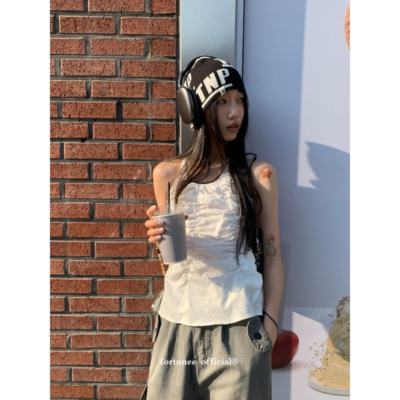 •••NEW••• YUYEE TANK เสื้อสายเดี่ยวผ้าย่น ดีเทลโชว์หลัง ผ้าดีมากก **งานป้ายWG.WE🇰🇷**