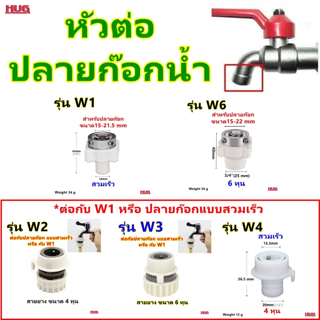 ข้อต่อก๊อกน้ำ หัวต่อก๊อกน้ำ ข้อต่อ หัวต่อปลายก๊อก หัวต่อปลายก๊อกน้ำ หัวแปลงก๊อกน้ำ ข้อต่อสวมเร็ว ข้อต่อก๊อก 4 หุน hug