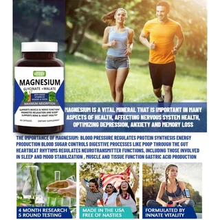 VTEAY Magnesium Glycinate+Malate VitaminD3 Capsules แมกนีเซียมไกลซิเนต+มาเลตวิตามินดี3แคปซูล วิตามินรวม อาหารเสริม 90Pcs