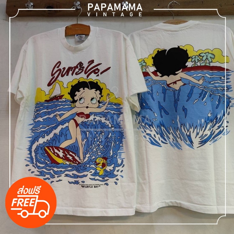 [ BETTY BOOP ] ป้าย USA Surf's up เสื้อการ์ตูน  วินเทจ papamama vintage shirt