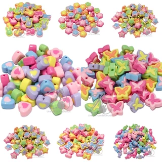 ***ห่อเล็ก***ลูกปัด ทรงนูน อะคริลิค คละสี (10 กรัม) ลูกปัดลวดลาย จี้ลูกปัด