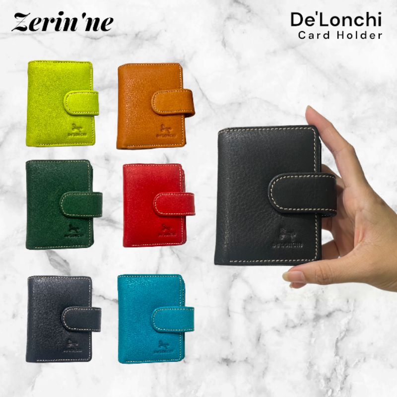 กระเป๋าใส่บัตร De'Lonchi card holder  ใส่บัตรได้ถึง 48 ใบ ผลิตจากหนังแท้ (หนังชามัวร์)
