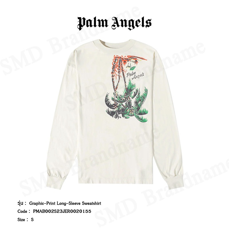 Palm Angels เสื้อยืดคอกลมผู้ชายแขนยาว รุ่น Graphic-print long-sleeve Sweatshirt Code: PMAB002S23JER0020155