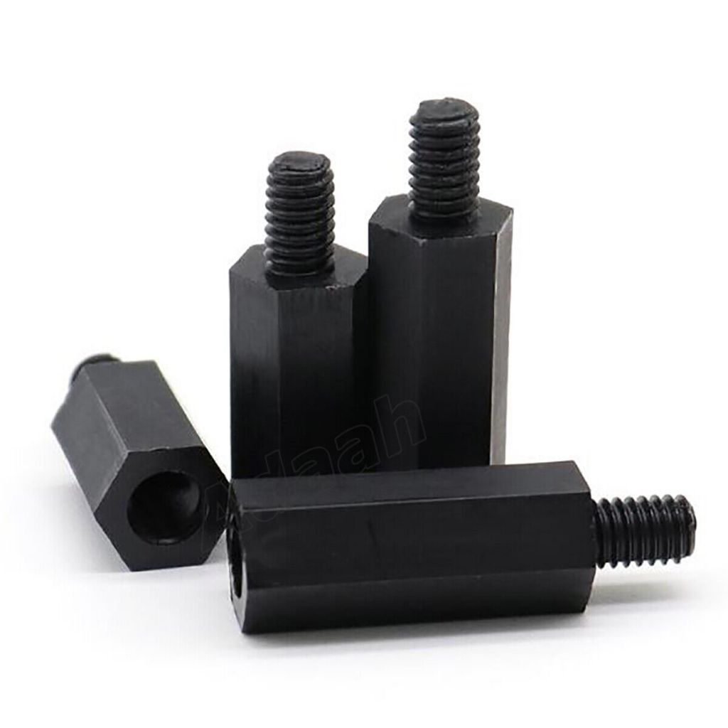 Black Screw Nylon Plastic Nut M3x6+6 น็อตพลาสติก รองเมนบอร์ด (10 PCS) - รูปที่ 3