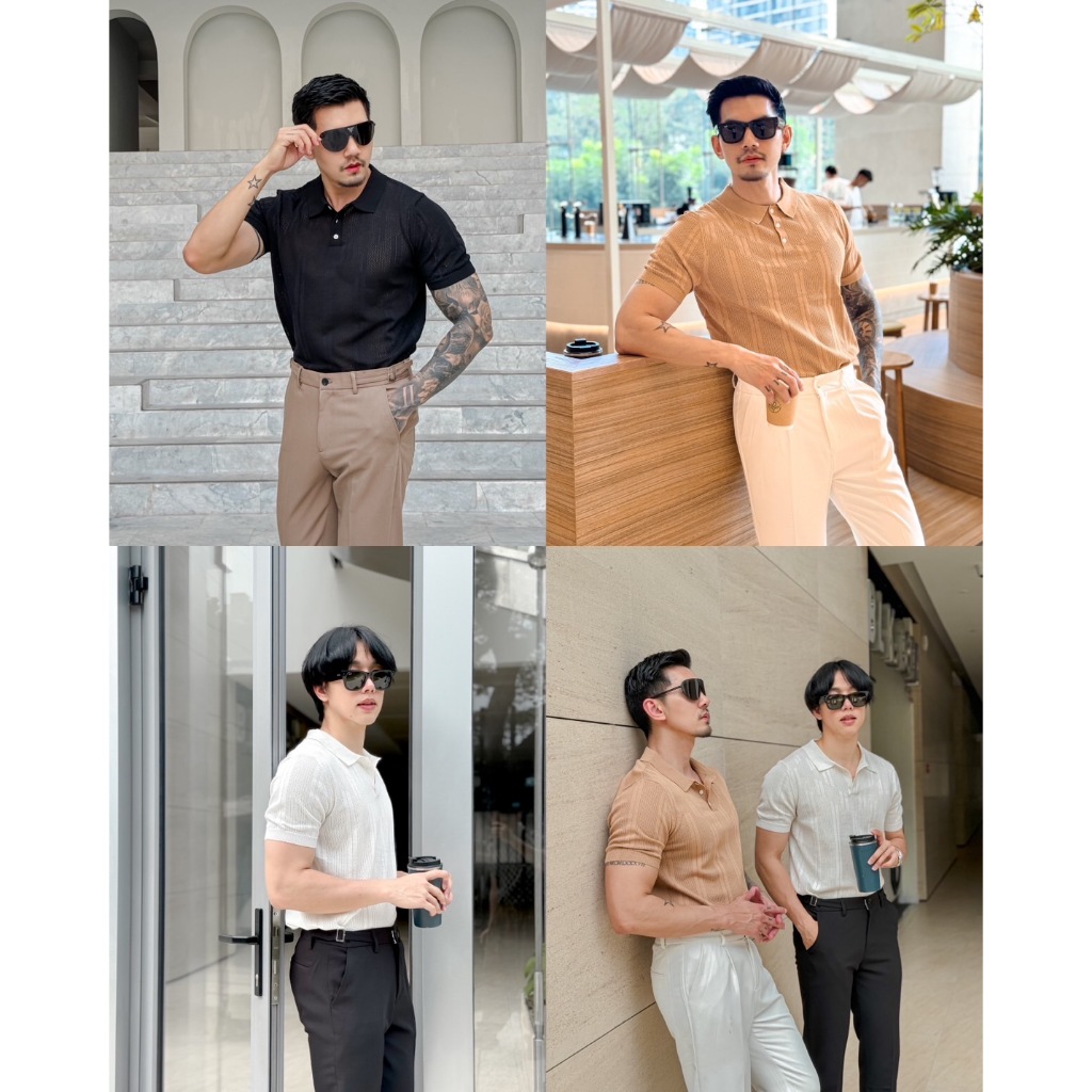 ROBMAN เสื้อผู้ชายเท่ๆ คอโปโล ตาข่าย สำหรับผู้ชาย สไตล์เกาหลี สายฝอ RM1003 มี 3 สี High Quality Shirt