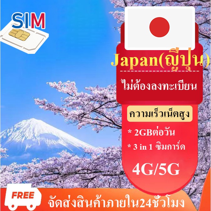 Japan SIM ซิมญี่ปุ่น ซิมเน็ตไม่อั้น ไม่จำกัด ซิม Softbank เน็ต 4G/5G เต็มสปีดวันละ 1GB/2GB เลือกได้ 