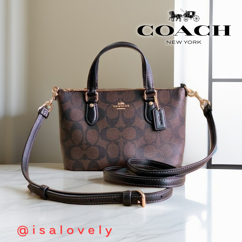 📌Isa Lovely Shop📌  COACH CH468 MINI GALLERY CROSSBODY IN SIGNATURE CANVAS  Color: IM/BROWN/BLACK