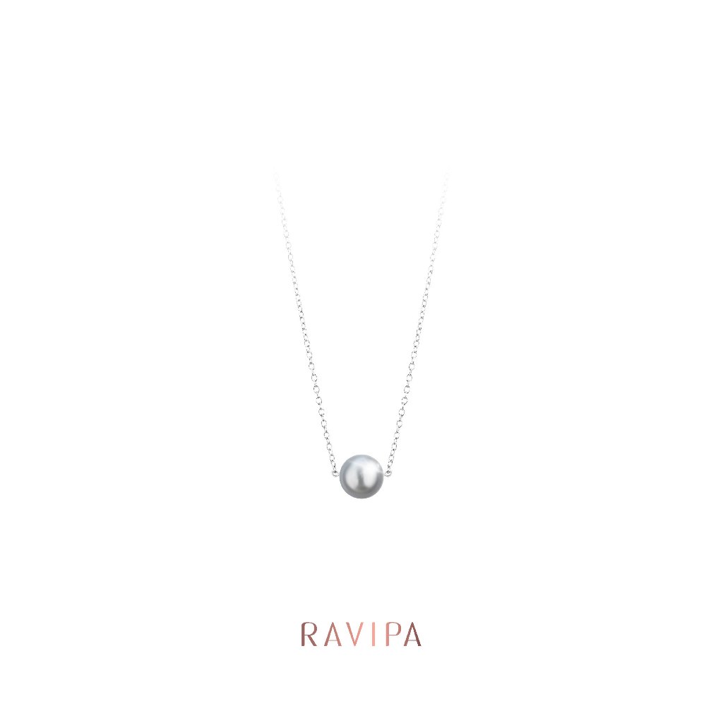 Ravipa | Single Moon Grey Pearl Necklace