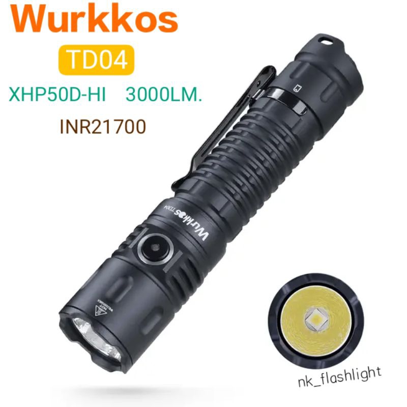 Wurkkos TD04ไฟฉาย EDC 295M XHP50D ที่มีประสิทธิภาพสูง3000lmไฟฉาย LED ชาร์จ21700ได้กันน้ำ IPX8