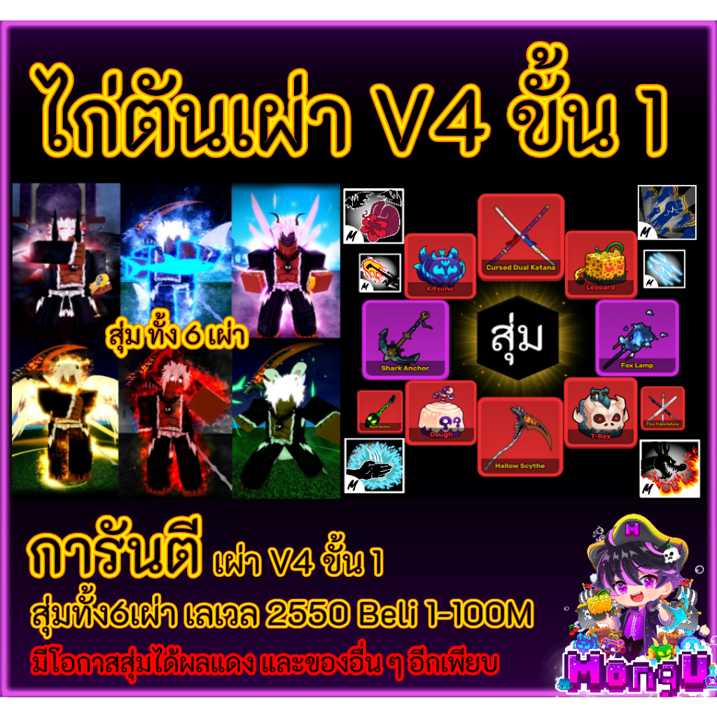 ซื้อ ไก่ตันเผ่าV4ขั้น1 สกิลครบพร้อมเล่น การ์ดเกม Bloxfruit