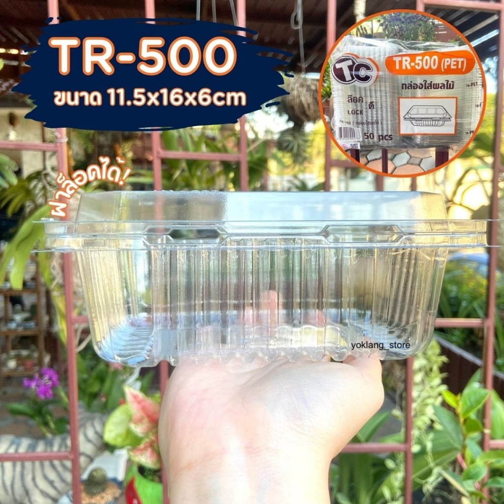 กล่องใส กล่องใส่ผลไม้ (เจาะรู ล็อคได้) 500กรัม 50ใบ
