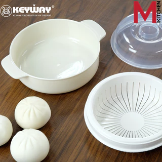 M KITCHEN กล่องอุ่นอาหารในไมโครเวฟ 1 ใบ กล่องนึ่ง ชามนึ่งอาหาร Keyway Foodgrade ทนความร้อน (C0)