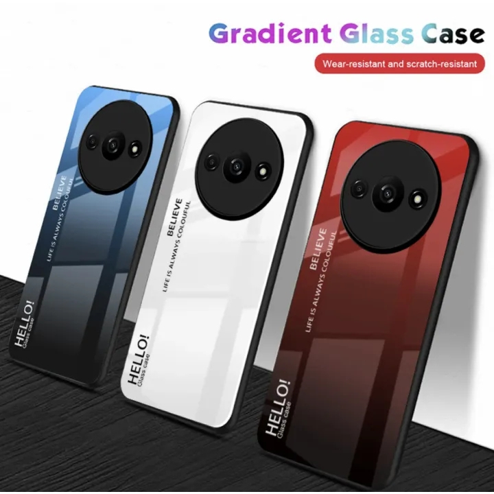 {พร้อมส่ง!!!} Case สำหรับ Redmi A3 เคสกระจกสองสี เคสเงาไล่สี เคสโทรศัพท์