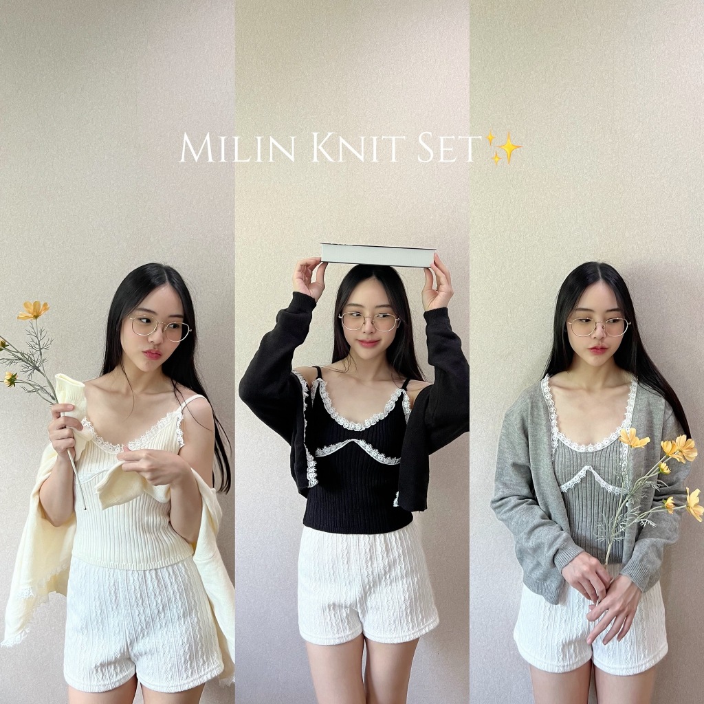 20sep.story Milin Knit Set (เซ็ท 2 ชิ้นสายเดี่ยว+คาร์ดิแกน)