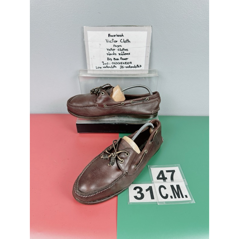 รองเท้าหนังแท้ Timberland Sz.13us47eu31cm(เท้ากว้างอูมใส่ได้) สีน้ำตาล พื้นยางเย็บ สภาพสวยงาม ไม่ขาดซ่อม ใส่เที่ยวลำลอง