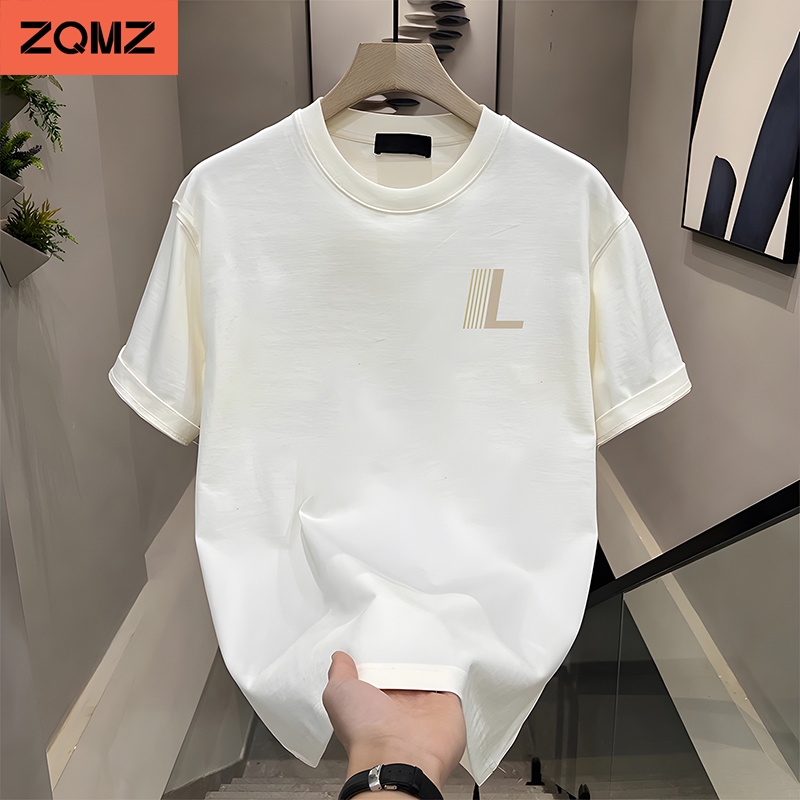 ZQMZ เสื้อยืดผู้ชาย ลําลอง เสื้อยืดแขนสั้น ผ้าฝ้าย 100% พิมพ์ลาย ทรงหลวม คอกลม แฟชั่นฤดูร้อน คุณภาพสูง M-3XL