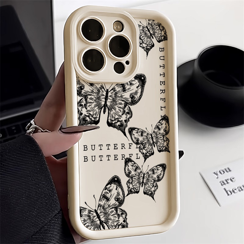 เคสผีเสื้อทาสี for OPPO A60 A15 A53 A54 A57 A3s A5S A12 A5 A9 A15 A16 A17 A31 A58 4G A16K ฝาครอบโทรศัพท์กันกระแทก