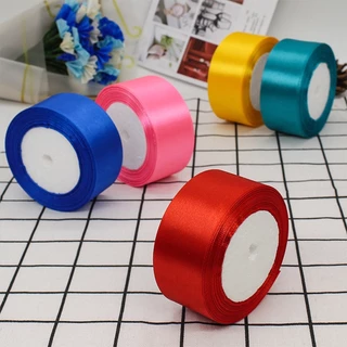ริบบิ้นผ้าซาติน หน้ากว้าง 5CM (50MM) ยาว 25หลา ริบบิ้นทำโบว์หรือผูกกล่องของขวัญทำโบว์ติดผม พร้อมส่ง