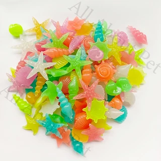 ปลาดาวสีเรืองแสง 100 ชิ้น, พลาสติกรูปหอยสังข์, หินเทียม, การตกแต่งหินเรืองแสง, สวน, ตู้ปลา, บ่อ, แนวนอน, พิพิธภัณฑ์สัตว์