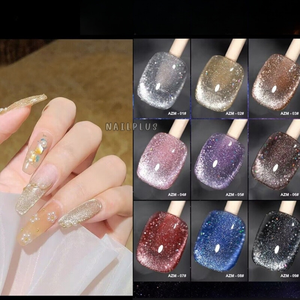 สีเจล AS 15ml. ฝาแหลม โทนสีแฟลชลูกแก้ว แฟลชแคทอาย รหัส AZM 01-09 (ซื้อครบทุกสีแถมชาร์ตฟรี)