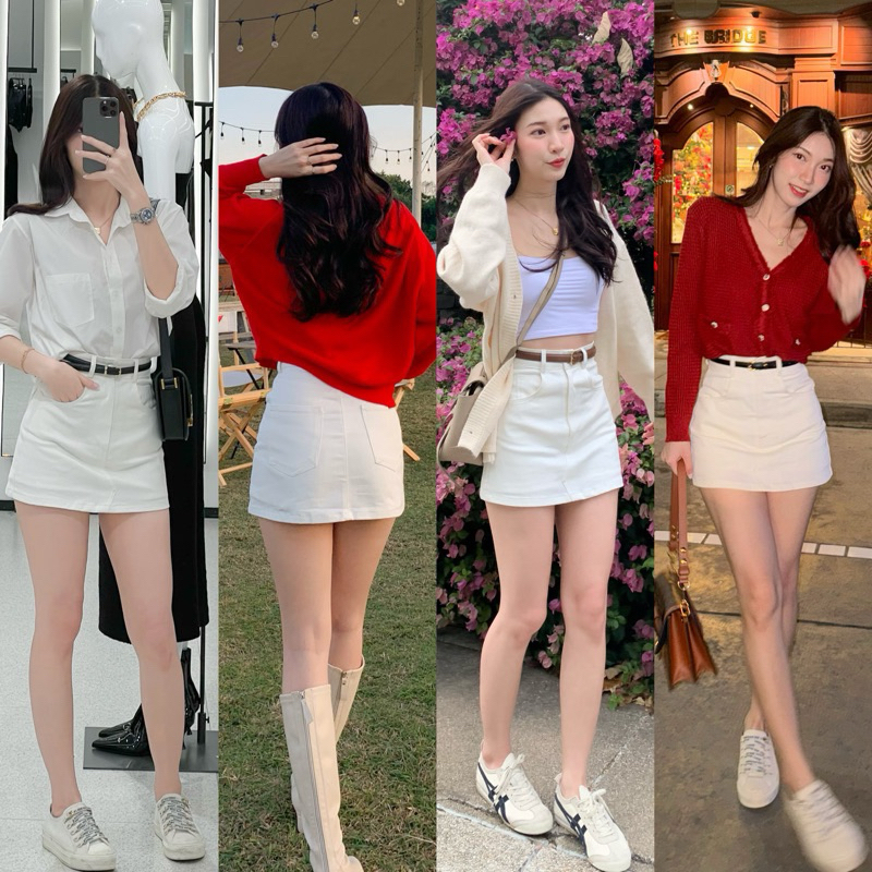 #ส่งต่อกระโปรงยีนส์ สีขาว ร้านfeelfree.bkk Kiddy skirt