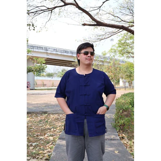 เสื้อหม้อฮ่อมแขนสั้น🌙คอจีน-คอกลม💙อก38-64“🤍ใส่ได้ทั้งชายหญิง💙(ผ้าหม้อฮ่อมแพร่)