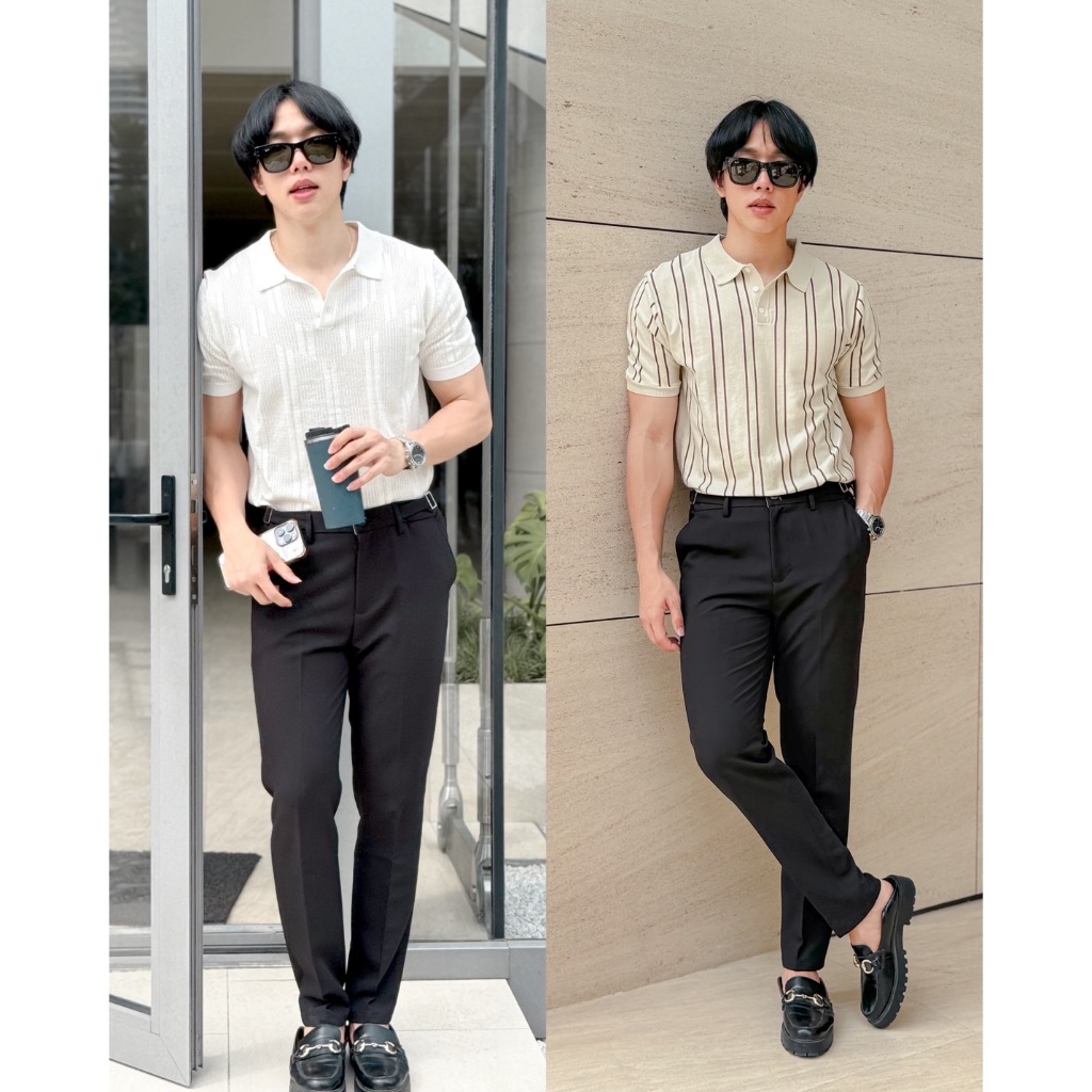 ROBMAN กางเกงสแล็คผู้ชาย สีดำ เรียบหรู สไตล์เกาหลี Style สายฝอ RM4003 สำหรับผู้ชายเท่ๆ