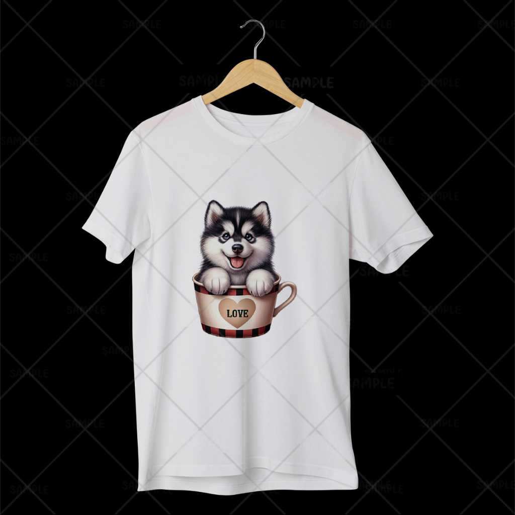 เสื้อลายหมา เสื้อยืดสไตล์ญี่ปุ่น เสื้อยืดพิมพ์ลายหมา ผ้า TK I'm Yours Coffee TDGAM37 ไซบีเรียนฮัสกี้