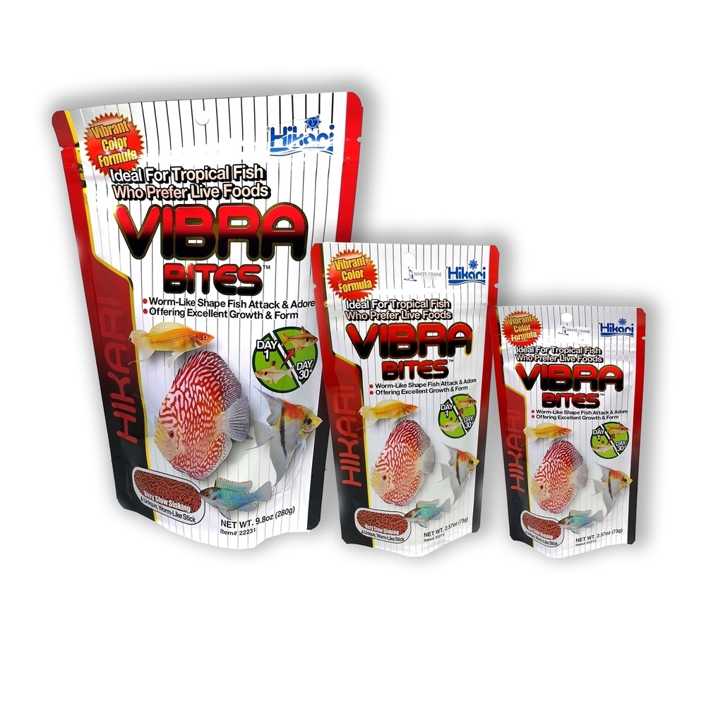 Hikari Tropical Vibra Bites อาหารปลา เม็ดแท่งรูปหนอน ชนิดเม็ดจม 35g.