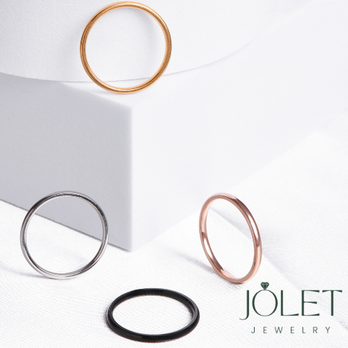 jolet แหวนมล สแตนเลสการงานเจริญก้าวหน้า บาง2mm เหมาะทุกสีผิว สีพิ้งโกล สีทอง แหวนไม่ลอก ไม่ดำ