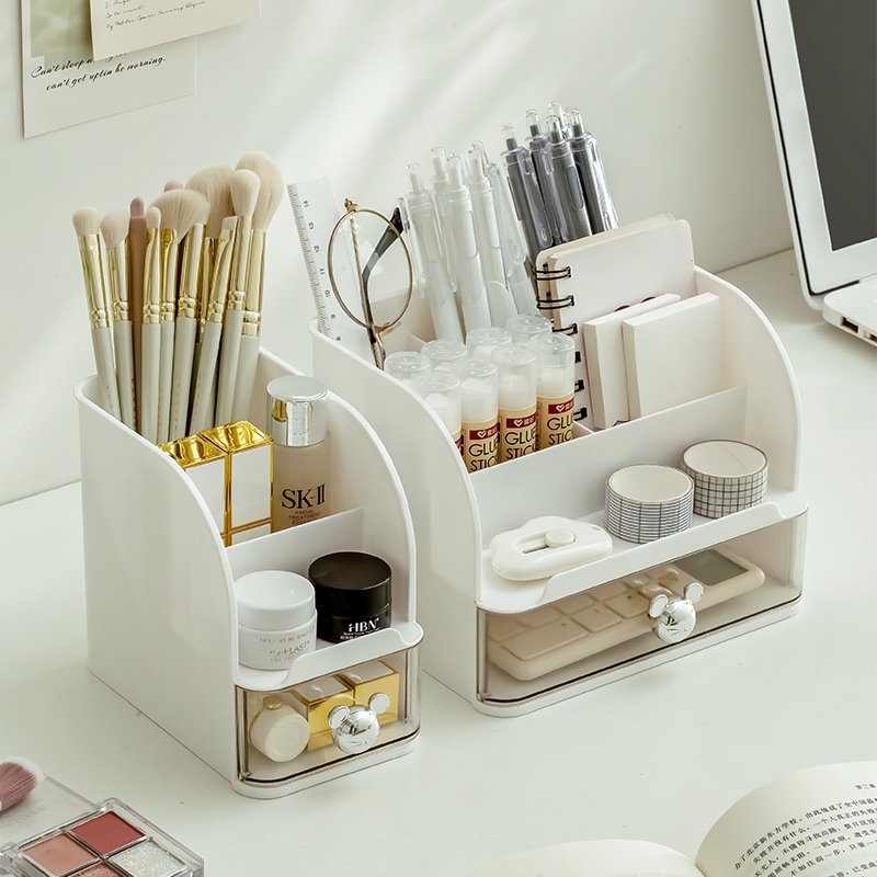 กล่องเก็บอุปกรณ์ แบบมีลิ้นชัก กล่องจัดระเบียบโต๊ะเครื่องแป้ง ที่วางของอเนกประสงค์ เพิ่มพื้นที่ในการจัดเก็บ