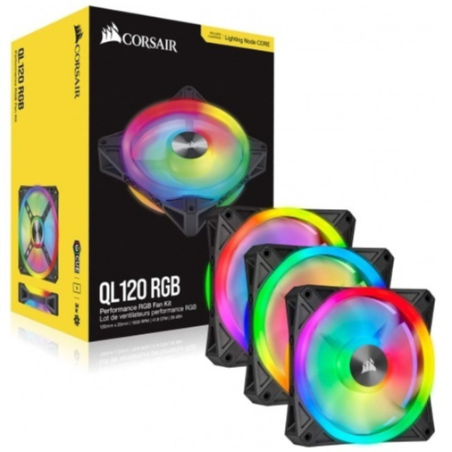 iCUE QL120 RGB 120mm PWM Triple Fan with Lighting Node CORE
