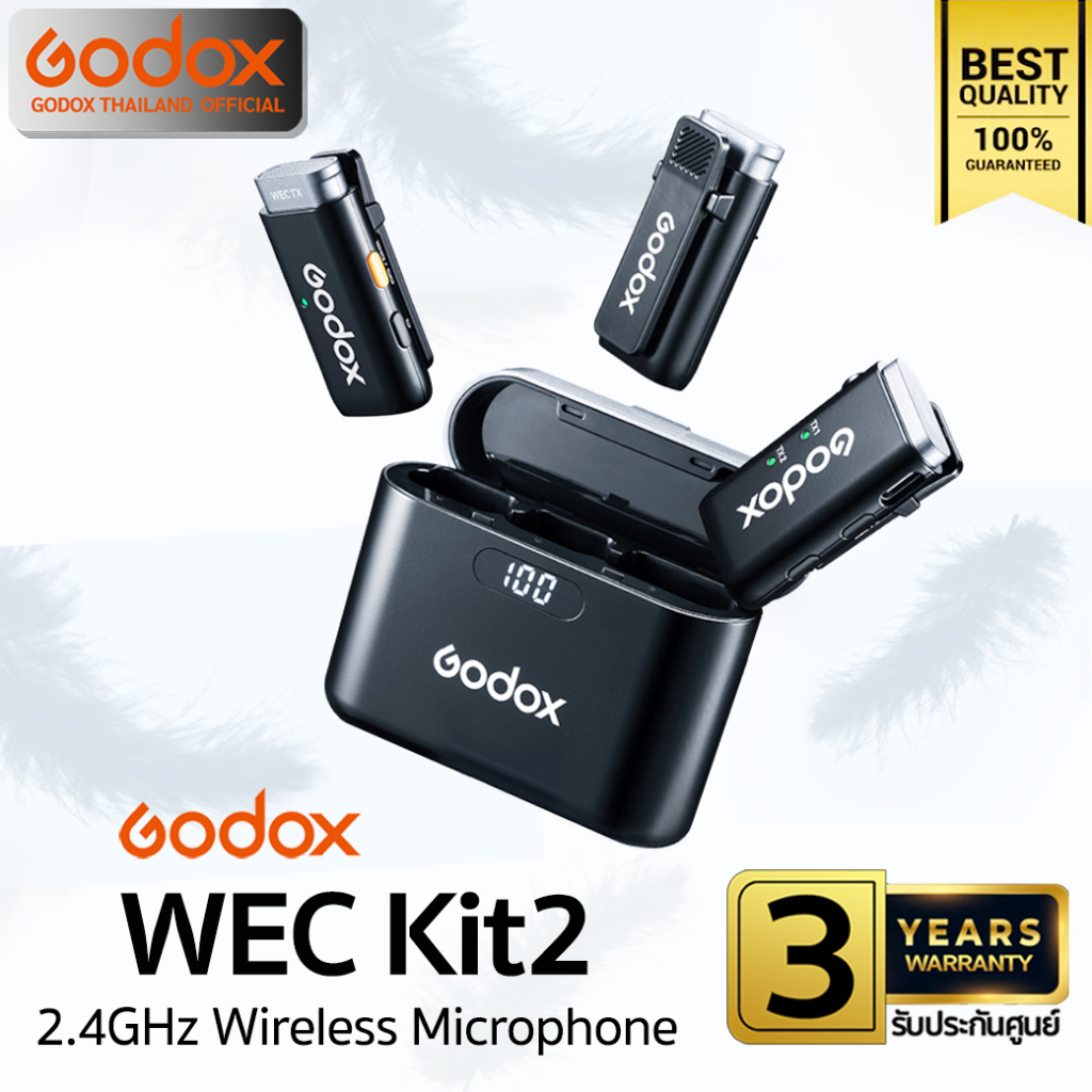 Godox Microphone WEC Kit2 Wireless Microphone 2.4GHz สำหรับ Camera Smartphone Tablets & Laptop -รับประกันศูนย์ Godox 3ปี