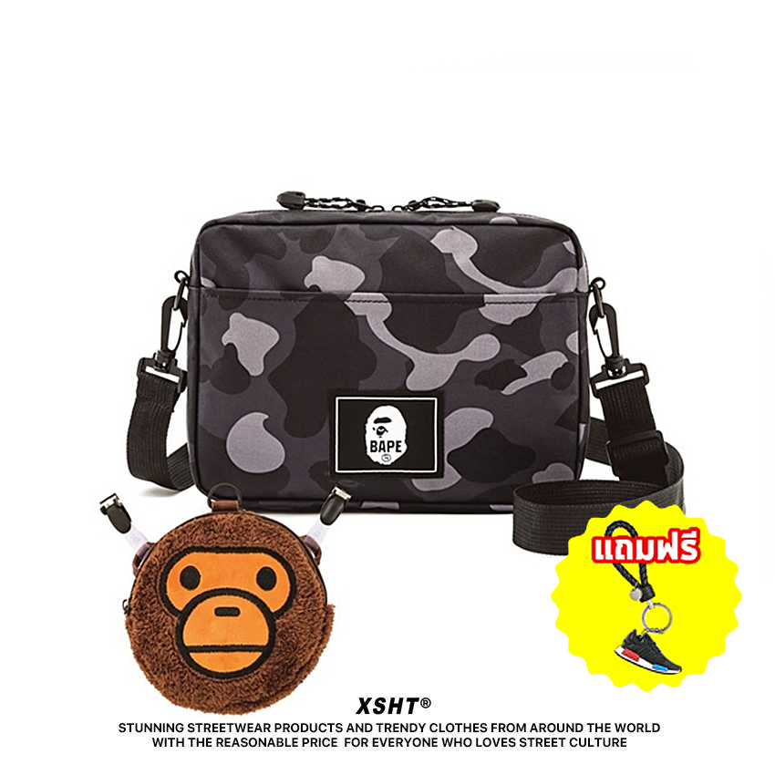 พร้อมส่ง กระเป๋าสะพายข้าง สีดำ BAPE A BATHING APE Crossbody Bag by XSHT