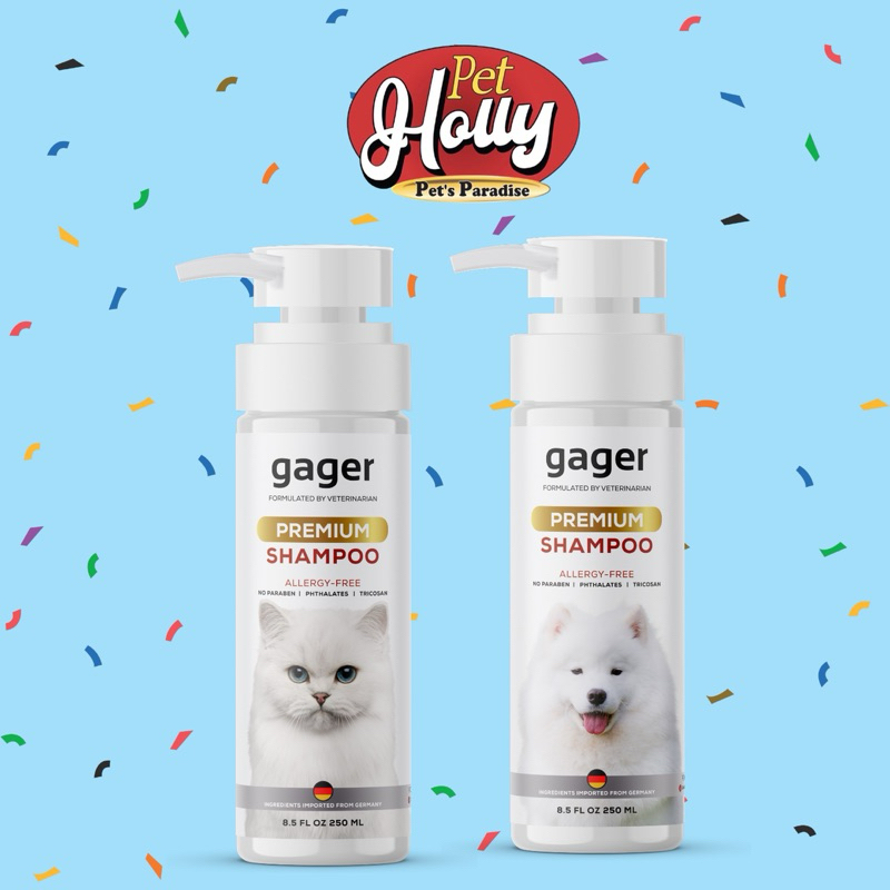 Pet Holly - Gager กาเจอร์ แชมพูสุนัข และแมว พรีเมียม สูตรขนนุ่มพิเศษ กลิ่นหอมนมข้าว 250มล