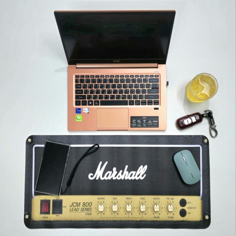 [พร้อมส่ง🇹🇭]  แผ่นรองเมาส์ ลายMarshall แผ่นรองคีย์บอร์ด ที่รองเมาส์ หนังPU Mouse Pad
