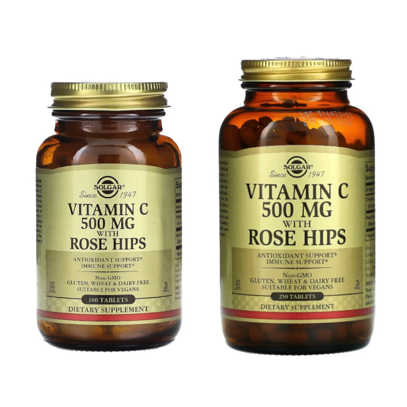 ล็อตใหม่ exp 03/2027 วิตามินซี Solgar Vitamin C 500 mg with Rose Hips