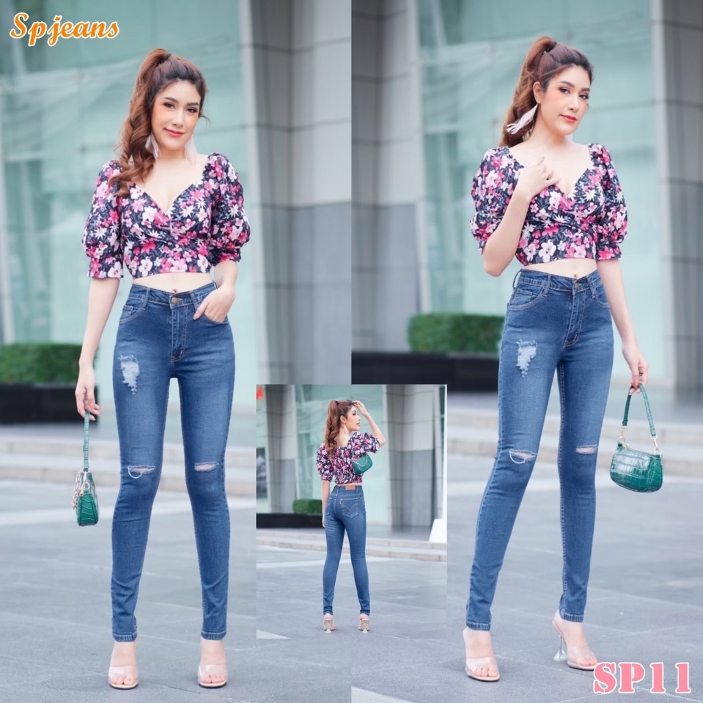 SP jeans กางเกงยีนส์ขาเดฟยาว SP11 งานป้ายที่สวยเฉี่ยว แบบเป๊ะ ผ้านุ่ม สวมใส่สบาย