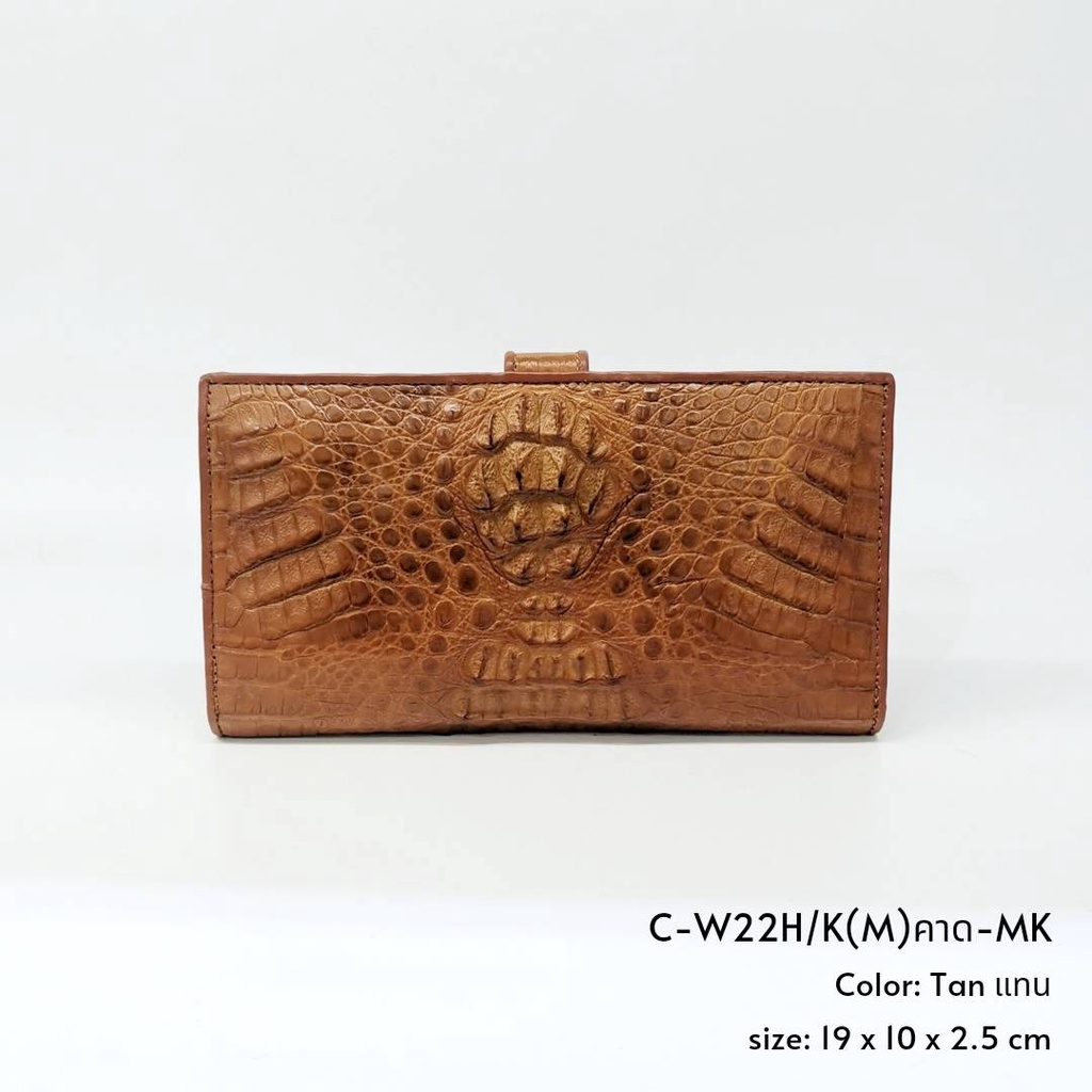 Prang Crocodile Leather Long Bi-fold Wallet กระเป๋าสตางค์สองพับยาว หนังจระเข้ C-W22H/K(M)คาด-MK