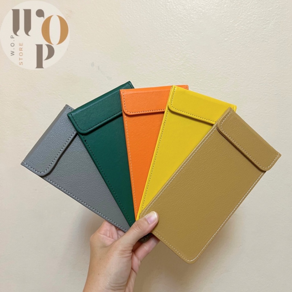 WOP Store แฟ้มทอนเงินหนังPUรุ่นหนา สมุดเดินบิลสีสันสดใส เซ็นต์บัตรเครดิต ขนาด A6 ที่หนีบบิลออเดอร์ สำหรับจดออเดอร์อาหาร