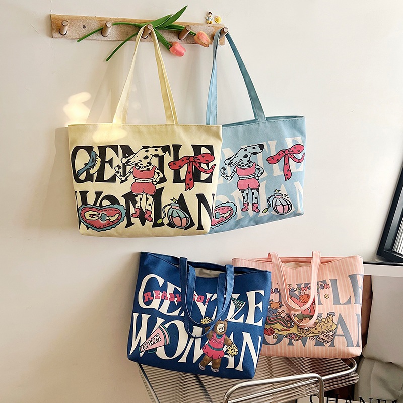 (พร้อมส่งจากไทย) กระเป๋าสะพายผ้าแคนวาส มีซิป สไตล์น่ารัก ผ้าแคนวาส แฟชั่นสไตล์เกาหลี